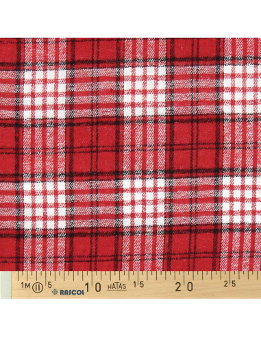 Schotse tartan flanelstof - Rood en wit