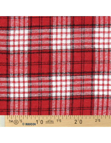Schotse tartan flanelstof - Rood en wit