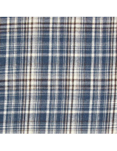 Schotse tartan flanel stof - Blauw, wit en zwart 2