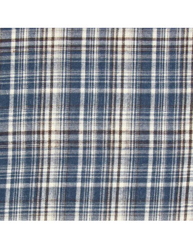 Schotse tartan flanel stof - Blauw, wit en zwart