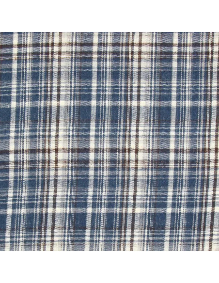 Schotse tartan flanel stof - Blauw, wit en zwart