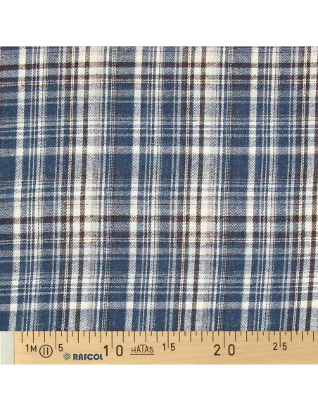 Schotse tartan flanel stof - Blauw, wit en zwart