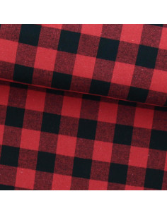 Schotse tartan flanel stof - Rood en zwart