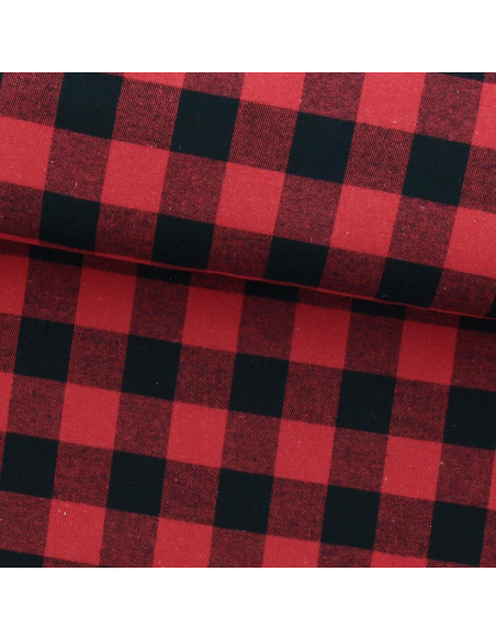 Schotse tartan flanel stof - Rood en zwart