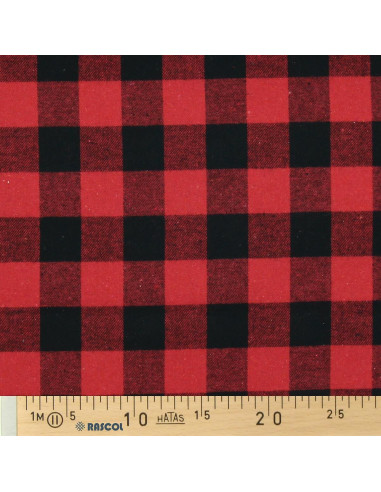 Schotse tartan flanel stof - Rood en zwart