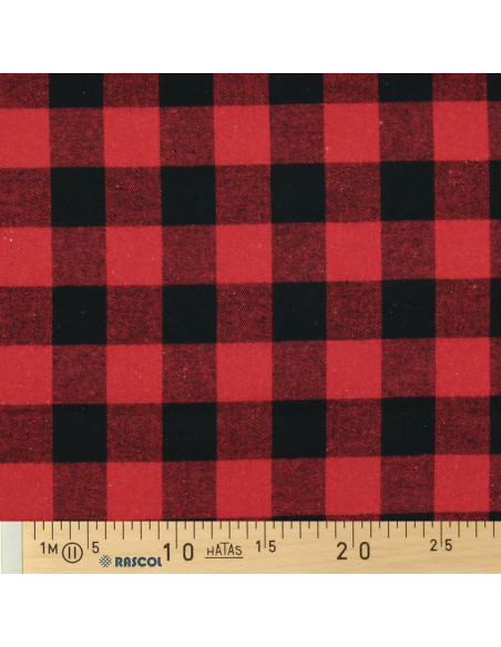 Schotse tartan flanel stof - Rood en zwart