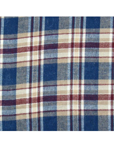 Schotse tartan flanel stof - Blauw, beige en rood 2
