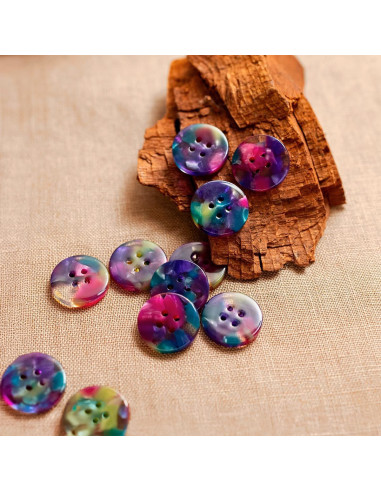 Pakket van 15 knopen in biohars 15 mm 4 gaten - Faerie