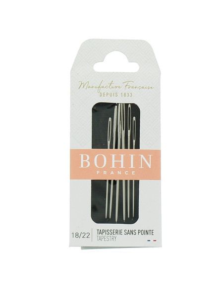 Kruissteeknaalden, canvas en breinaalden zonder punt Bohin - Assortiment 18/22