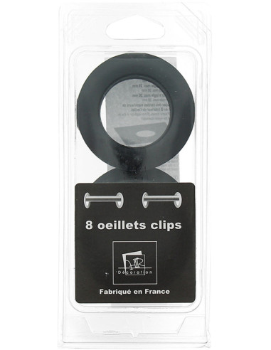 Set van 8 gordijnringen Ø44 mm - Mat - Zwart