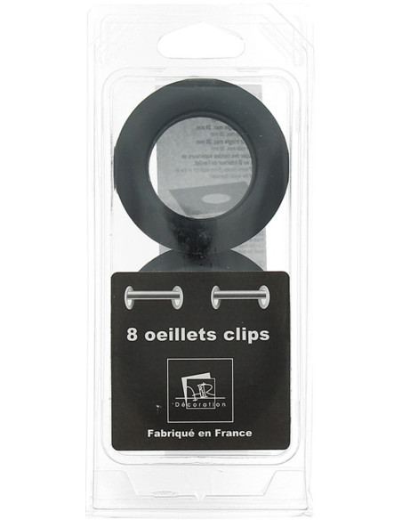 Set van 8 gordijnringen Ø44 mm - Mat - Zwart