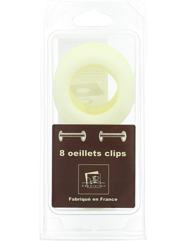 Set van 8 gordijnringen Ø44 mm - Mat - Crème