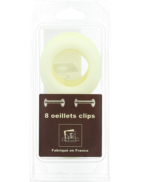Set van 8 gordijnringen Ø44 mm - Mat - Crème