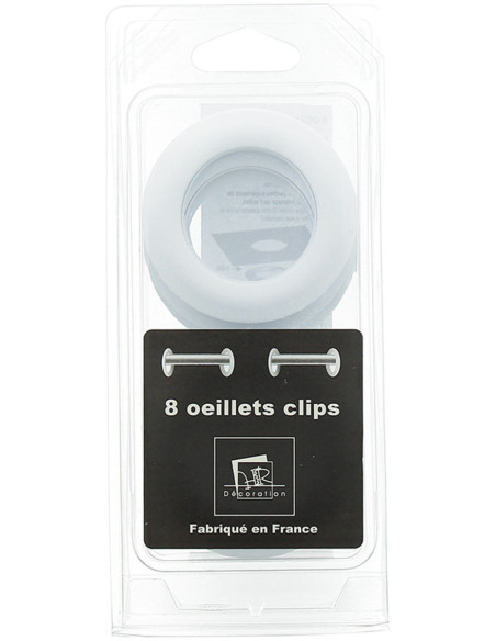 Set van 8 gordijnringen Ø44 mm - Mat - Wit