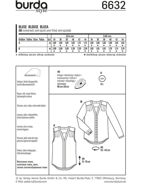 Blousepatroon - Burda 6632