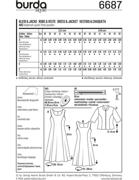 Jurk en jasje patroon - Burda 6687