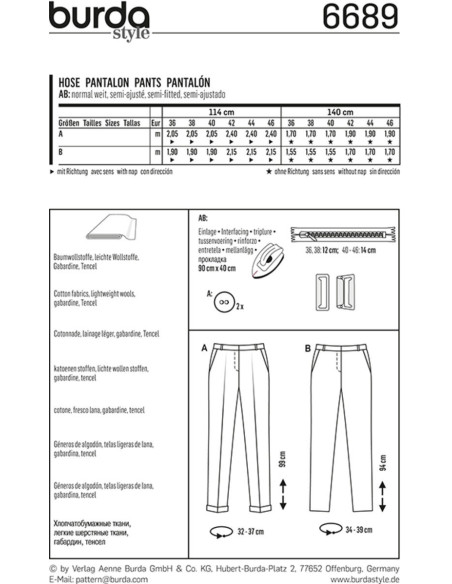 Broekpatroon - Burda 6689