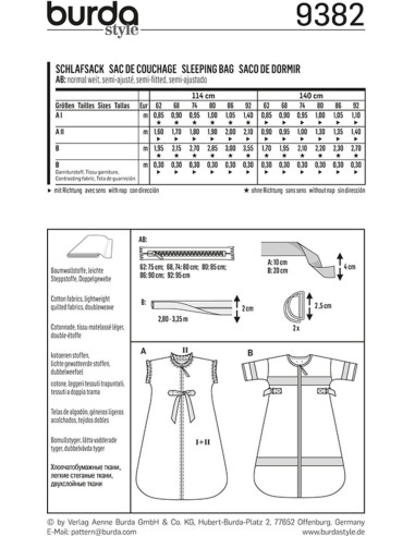 Slaapzakpatroon - Burda 9382
