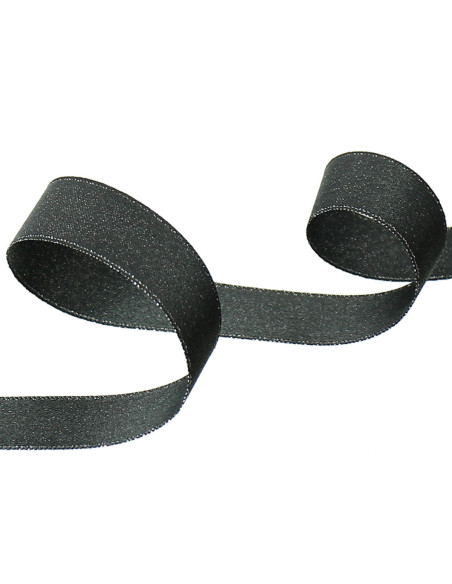 Satijn lurex lint - Antracietgrijs