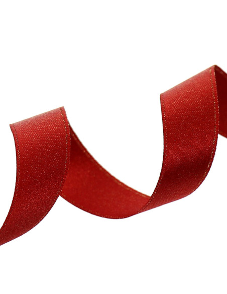 Satijn lurex lint - Rood