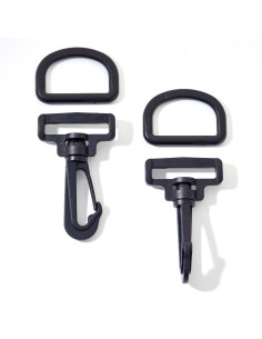 Set van kunststof karabijnhaken 40 mm zwart 2