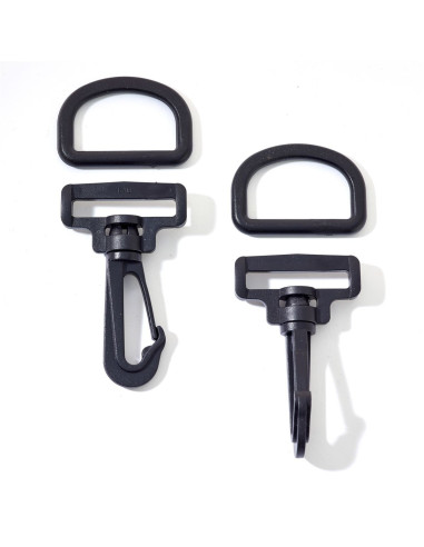 Set van kunststof karabijnhaken 40 mm zwart
