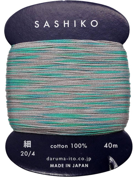 Daruma Kasuri sashiko-garen meerkleurig 2 kleuren 40 m
