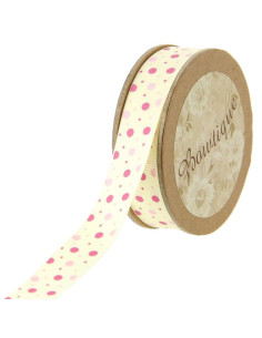 Roze stippen grosgrain lint - 15 mm x 5 m