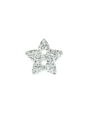 Bouton 2 trous étoile paillette - Argent