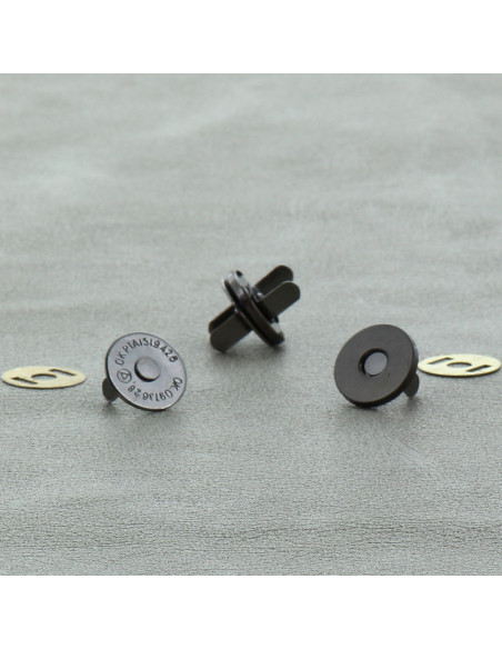 Zakje met 2 magnetische sluitingen 14 mm - Donker zilver