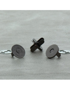 Zakje met 2 magnetische sluitingen 18 mm - Donker zilver
