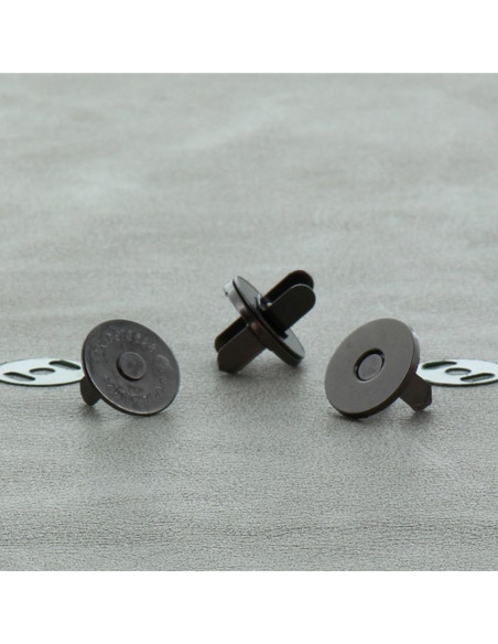 Zakje met 2 magnetische sluitingen 18 mm - Donker zilver