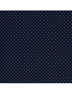 Katoenen stof met stippen - Marineblauw en wit