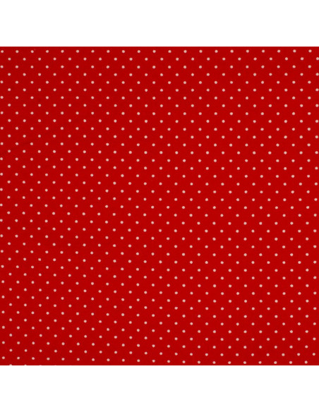 Katoenen stof met stippen - Rood en wit