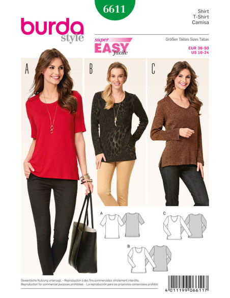 T-shirt patroon - Burda 6611