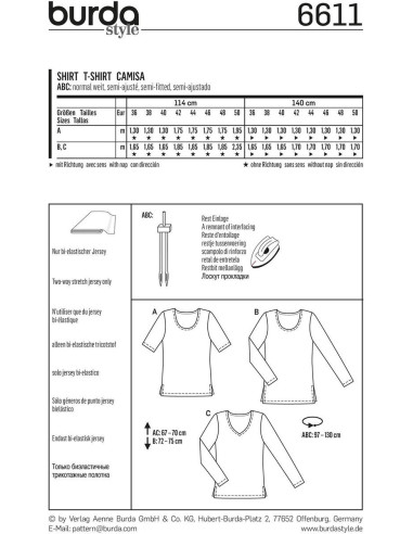 T-shirt patroon - Burda 6611