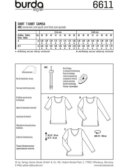T-shirt patroon - Burda 6611