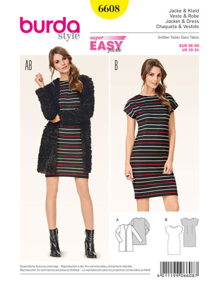 Jas & jurk patroon - Burda 6608