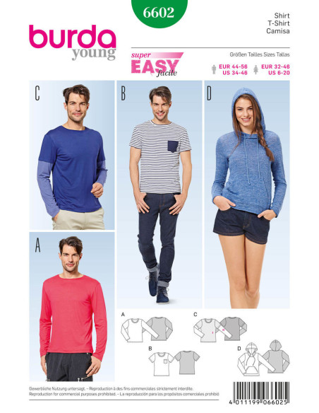 T-shirt patroon - Burda 6602