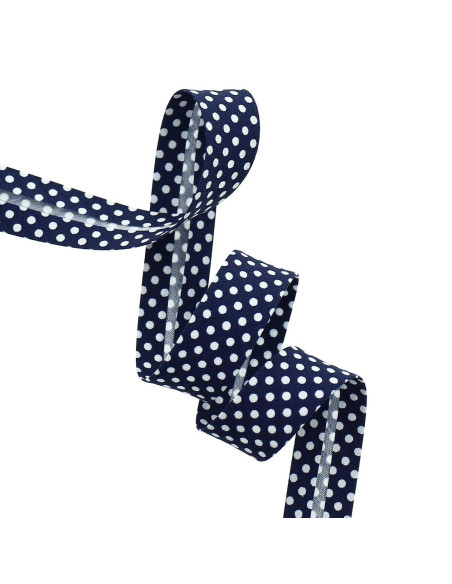 Gestippelde biais - Marineblauw