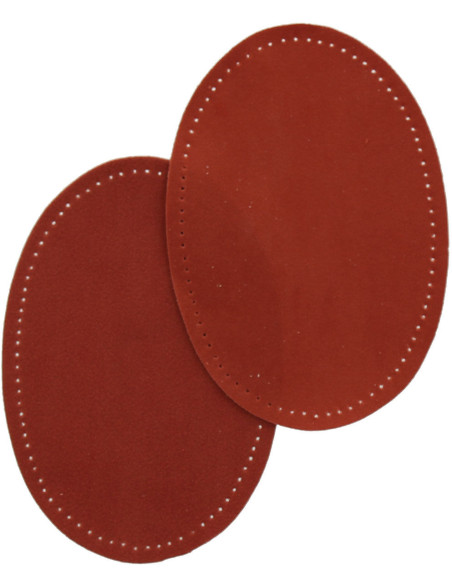 Paar opstrijkbare elleboog- en kniestukken - Imitatie suède terracotta