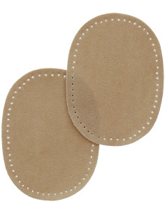 Mini paar opstrijkbare elleboog- en kniestukken - Imitatie beige suède