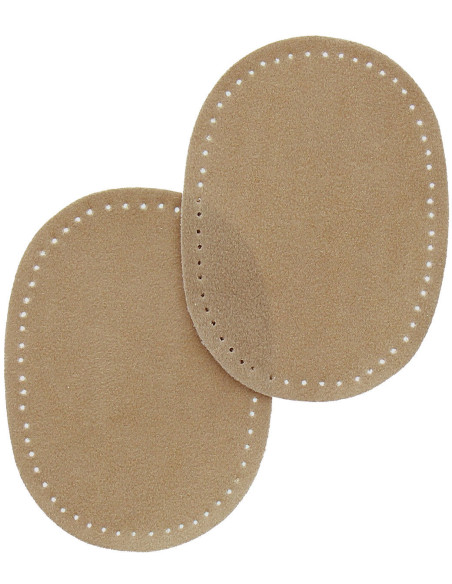 Mini paar opstrijkbare elleboog- en kniestukken - Imitatie beige suède