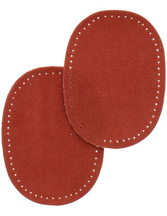 Mini paar opstrijkbare elleboog- en kniestukken - Imitatie suède terracotta