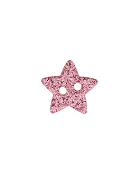 Bouton 2 trous étoile paillette - Rose