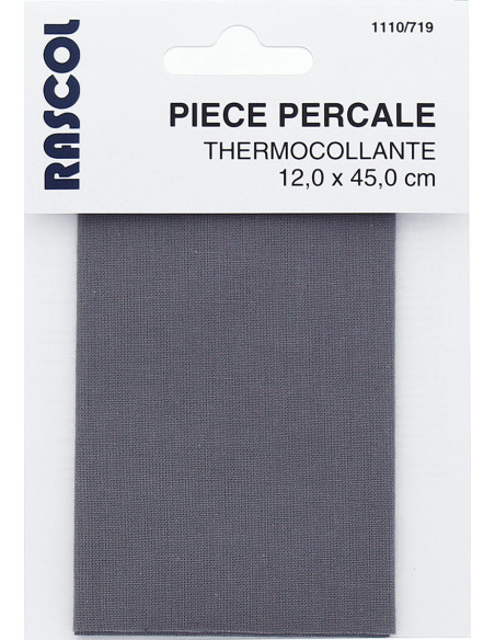 Strijkbare percale voor reparatie - Leigrijs
