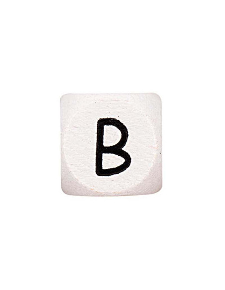 Perle lettre alphabet cube en bois blanc