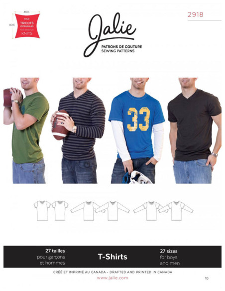 T-shirt patroon voor heren - Jalie 2918