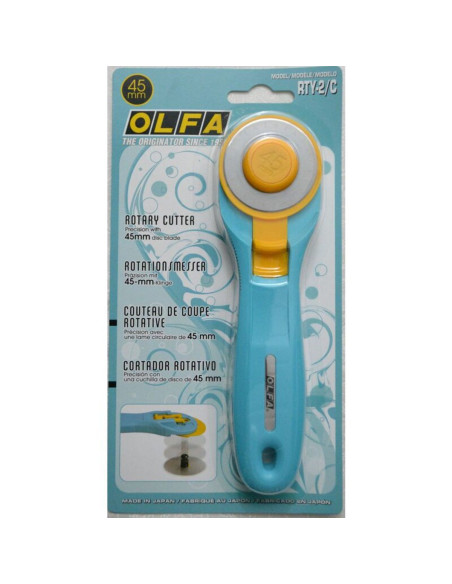 Ergonomische turquoise cirkelmes Olfa 45mm