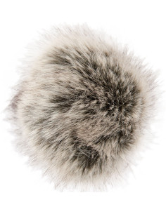 Imitatiebont pompon 10 cm - Premium beige en zwart